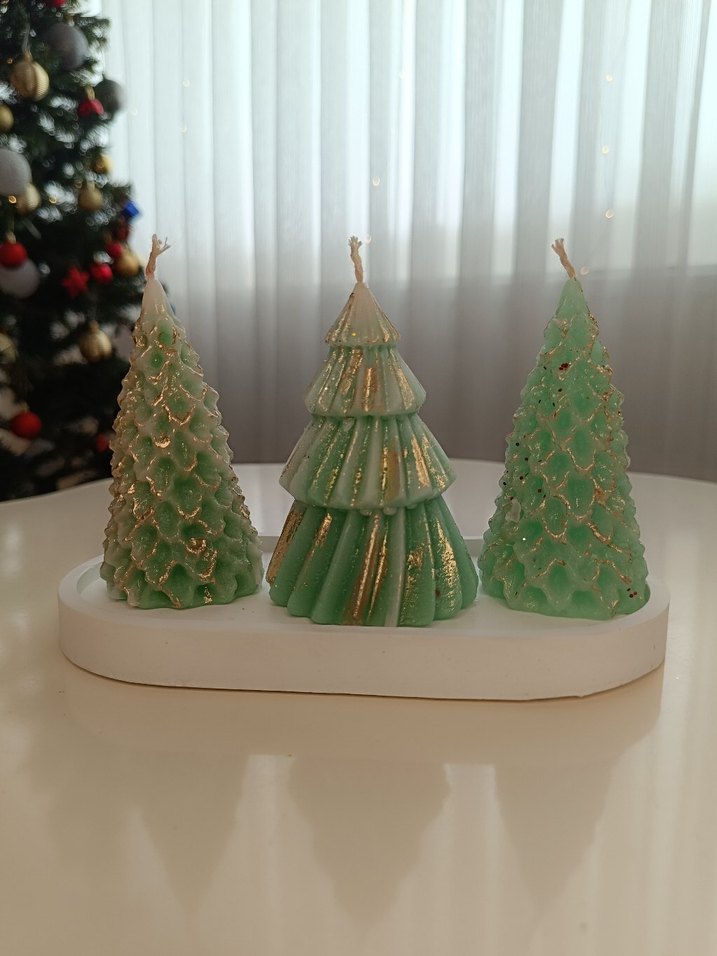 Renkli Çam Ağacı Şekilli Mum Seti - Görsel 2