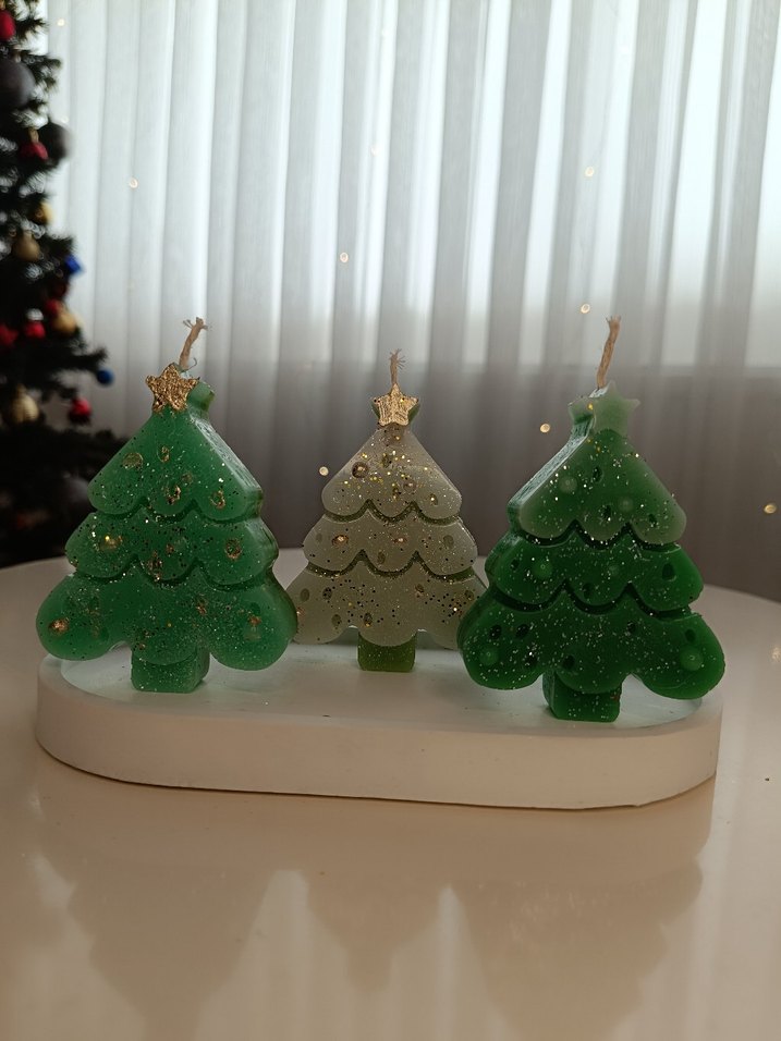 Renkli Çam Ağacı Şekilli Mum Seti - Görsel 3