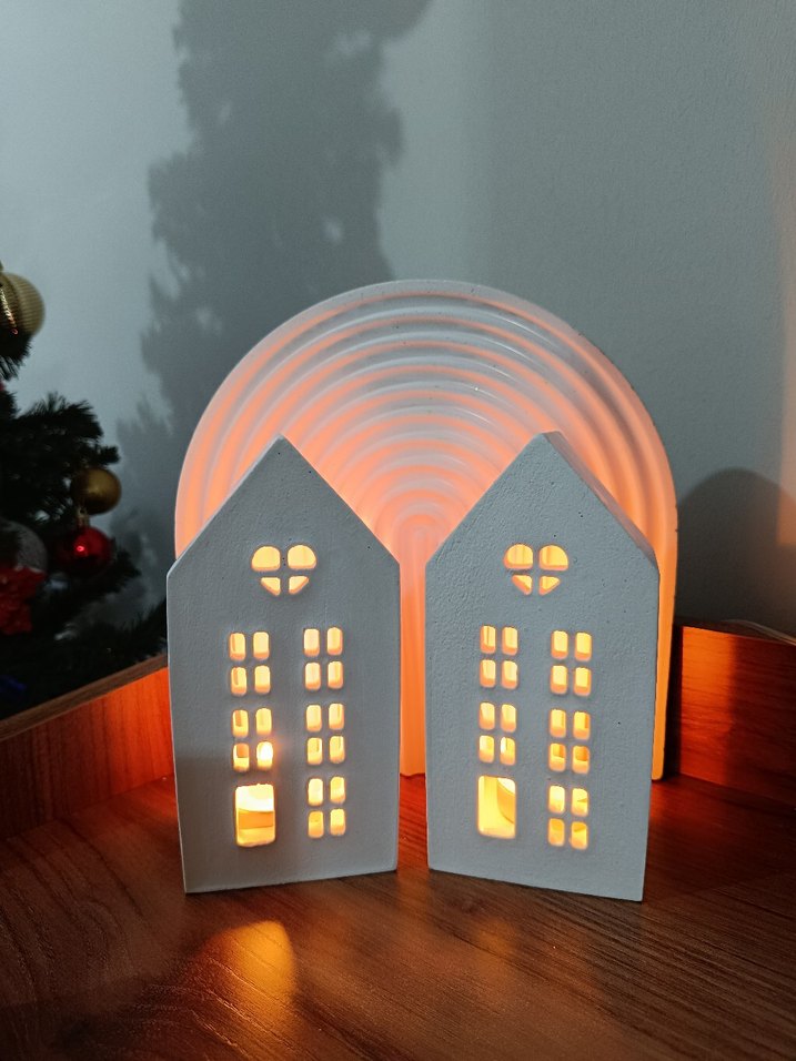 Beyaz Ev Şeklinde Mumluk Seti - Görsel 2