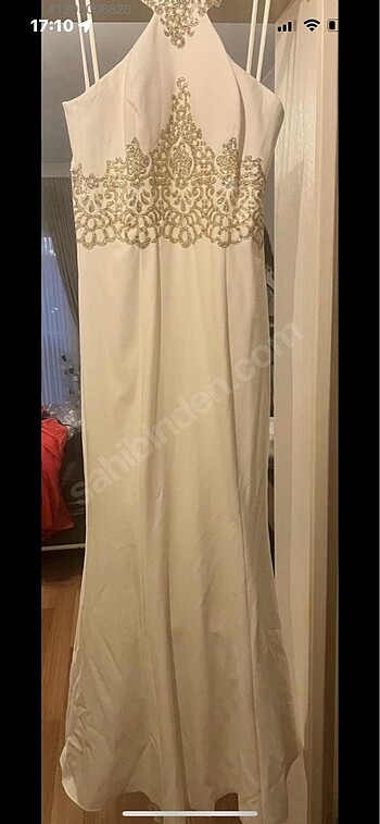 Diğer Krem Gold detaylı elbise