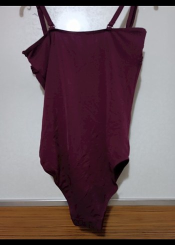 Bordo Drapeli İnce Askılı Kadın Mayo - Görsel 2