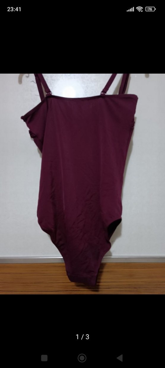 Bordo Drapeli İnce Askılı Kadın Mayo - Görsel 2