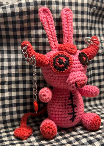 Diğer Renkli Pembe Amigurumi Tavşan Peluş Oyuncak