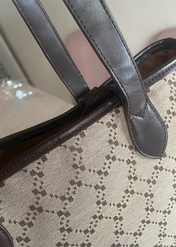 Kahverengi Deri Desenli Kadın Çanta - Görsel 5