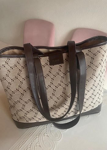 Kahverengi Deri Desenli Kadın Çanta - Görsel 2