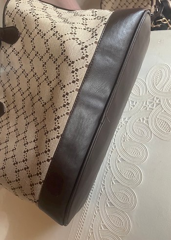 Kahverengi Deri Desenli Kadın Çanta - Görsel 3