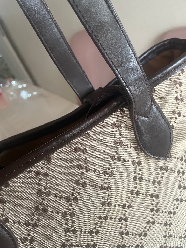 Kahverengi Deri Desenli Kadın Çanta - Görsel 5