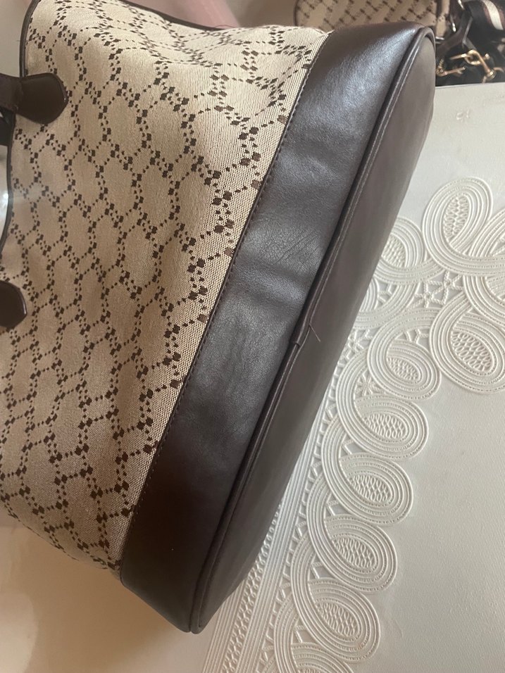 Kahverengi Deri Desenli Kadın Çanta - Görsel 3