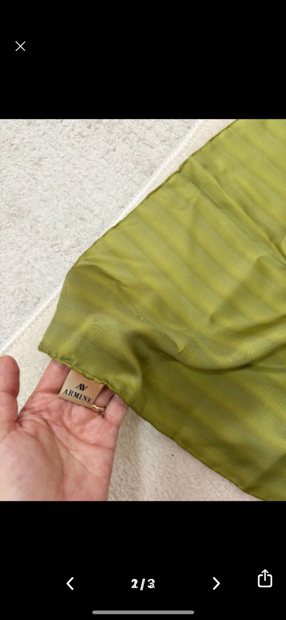 Armine yeşil twil ipek eşarp - Görsel 2