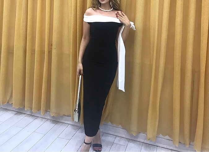 Diğer Omuzları açık midi elbise