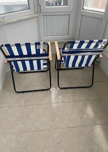 Mavi beyaz çizgili kamp sandalyesi - Görsel 5