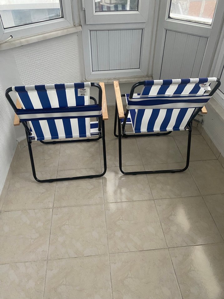 Mavi beyaz çizgili kamp sandalyesi - Görsel 5
