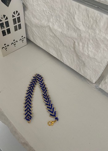 Gold lacivert kum boncuk bileklik - Görsel 3