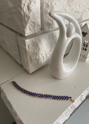 Gold lacivert kum boncuk bileklik - Görsel 2