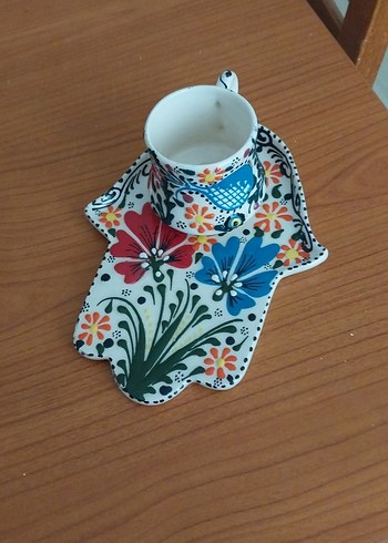 Renkli Çiçek Desenli Fincan ve Tabak - Görsel 3