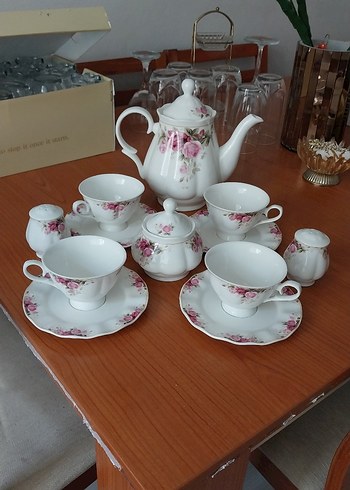 Pastel Beyaz Porselen Çay Seti - Görsel 3