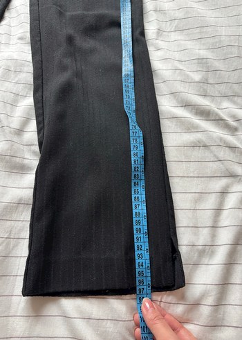 olsen düz paça düşük bel vintage kumaş pantolon - Görsel 7