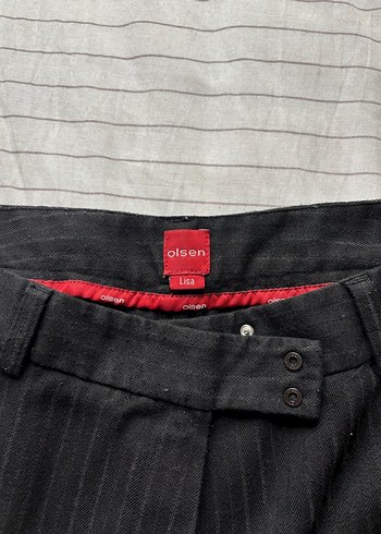 olsen düz paça düşük bel vintage kumaş pantolon - Görsel 3