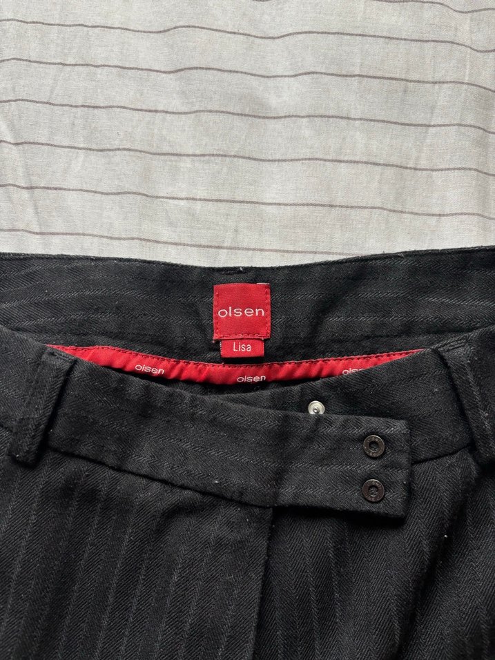 olsen düz paça düşük bel vintage kumaş pantolon - Görsel 3