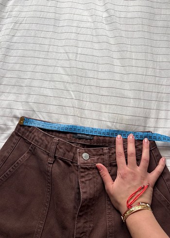 trendyolmilla kahverengi kot pantolon - Görsel 4