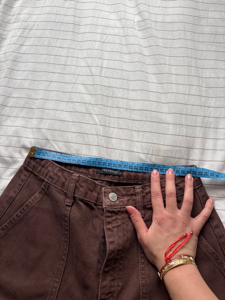 trendyolmilla kahverengi kot pantolon - Görsel 4