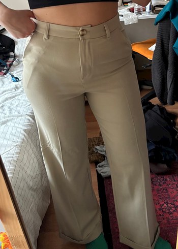 Trendyolmilla Vizon Wide Leg Kumaş Pantolon - Görsel 3