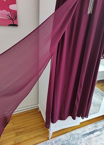 xl Beden bordo Renk Tesettürlü bayan elbisesi