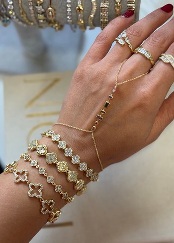 Altın Renkli Boncuklu Bohem Kadın El Zinciri - Görsel 3