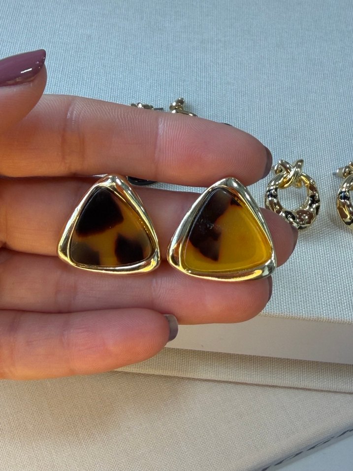 Parlak Leopar Desenli Midi Küpe - Görsel 2