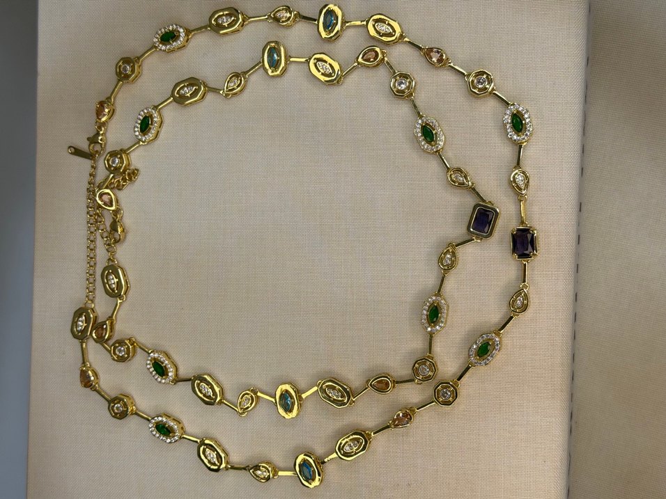 Renkli Yılan Desenli Uzun Zincir Kadın Kolye - Görsel 2