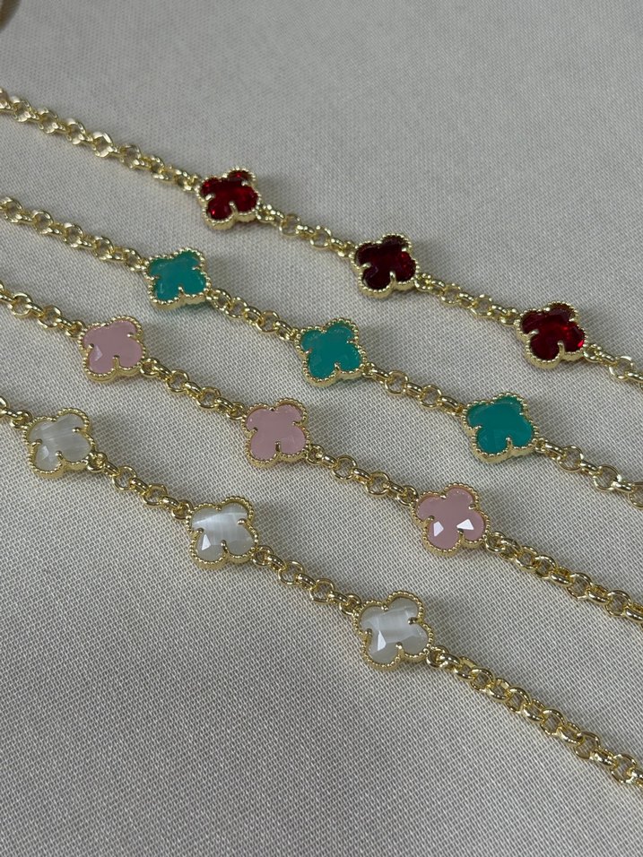 Çiçek Desenli Çok Renkli Boncuklu Bileklik - Görsel 2