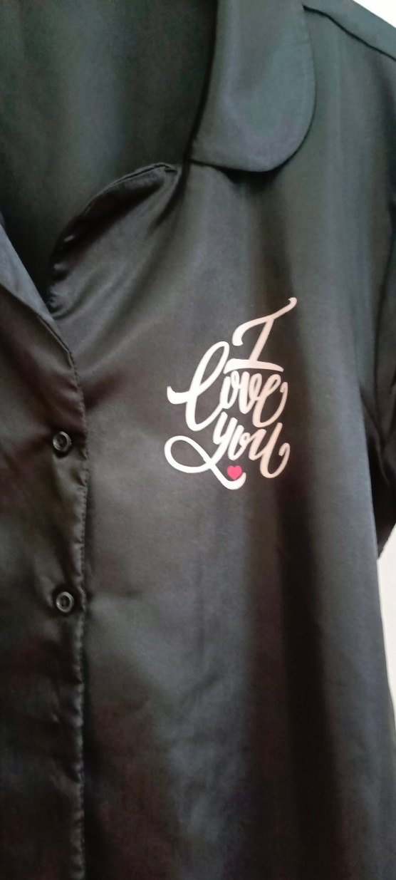 Siyah Parlak Midi Kadın Sabahlık şort takım - Görsel 2