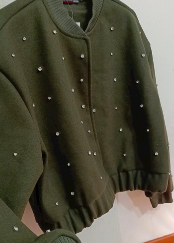 Düğmeli, Nakış İşlemeli Kahverengi Kadın Ceket - Görsel 3