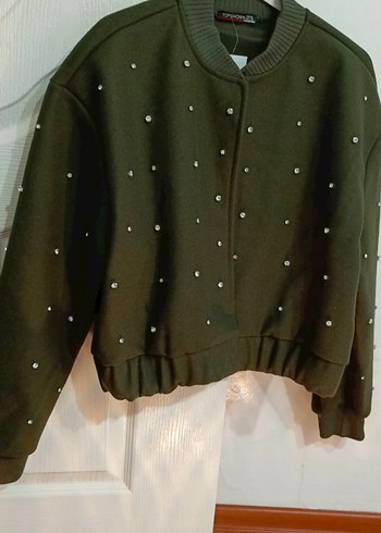 Düğmeli, Nakış İşlemeli Kahverengi Kadın Ceket - Görsel 5