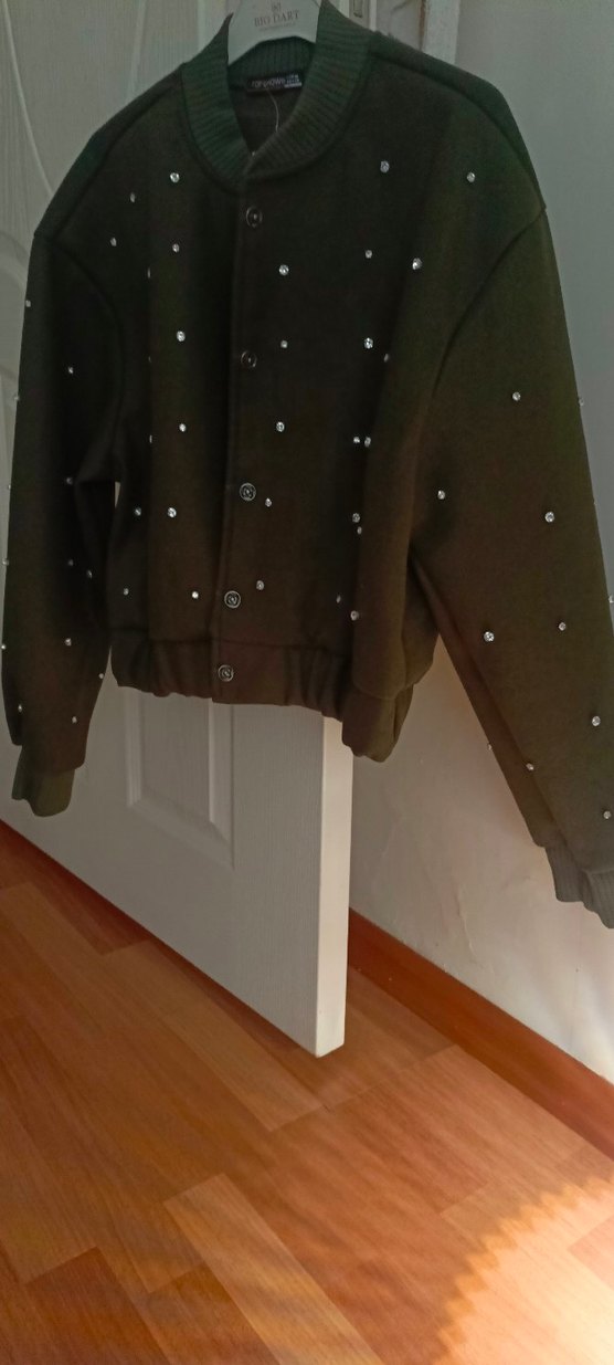 Düğmeli, Nakış İşlemeli Kahverengi Kadın Ceket - Görsel 2