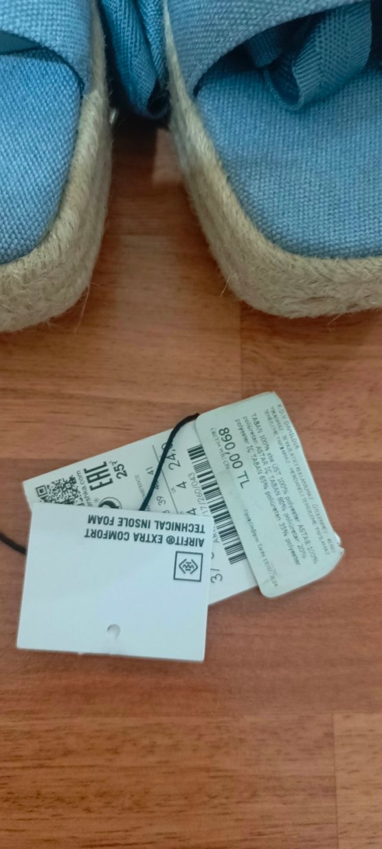 Kadın Mavi Kot Bağcıklı Dolgu Topuk Sandalet - Görsel 3