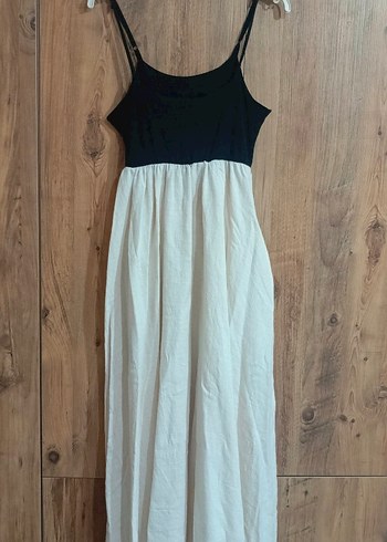 Bohem Tarzı Kolsuz Uzun Keten Elbise - Görsel 3