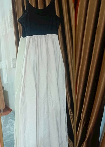 Bohem Tarzı Kolsuz Uzun Keten Elbise - Görsel 4