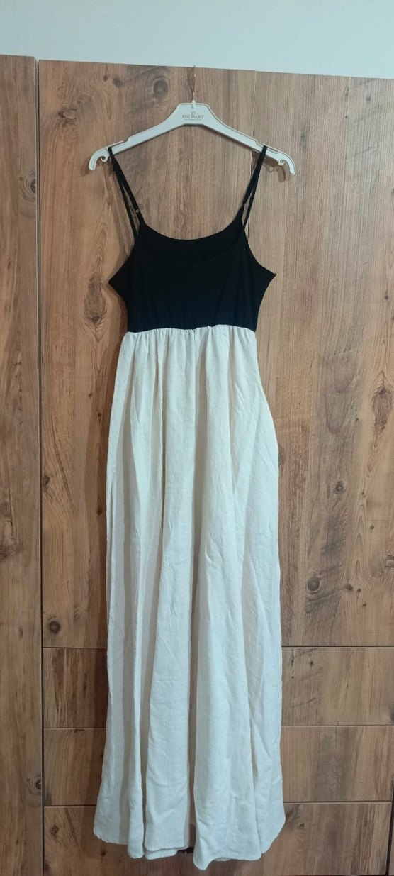 Bohem Tarzı Kolsuz Uzun Keten Elbise - Görsel 3