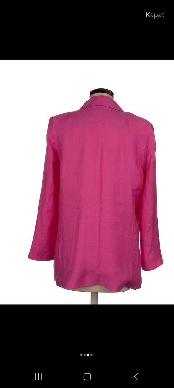 Düğmeli Pudra Pembe Kadın Blazer Ceket - Görsel 4