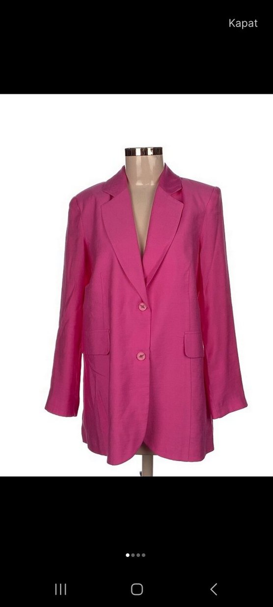 Düğmeli Pudra Pembe Kadın Blazer Ceket - Görsel 2