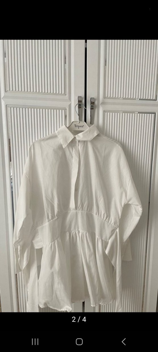 Beyaz Kemerli Yaka Detaylı Kadın Gömlek - Görsel 2