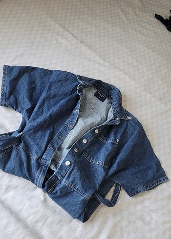 Kadın Lacivert Midi Denim Tulum - Görsel 4