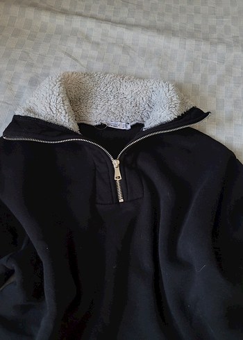 Fermuarlı siyah Yaka Kadın Sweatshirt - Görsel 3