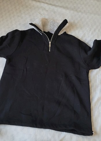 Fermuarlı siyah Yaka Kadın Sweatshirt - Görsel 4