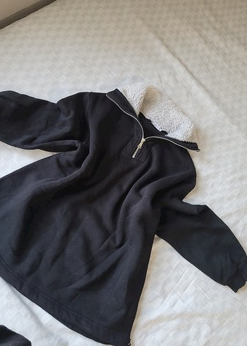 Fermuarlı siyah Yaka Kadın Sweatshirt - Görsel 2