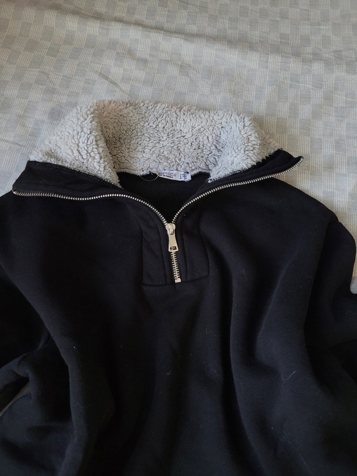 Fermuarlı siyah Yaka Kadın Sweatshirt - Görsel 3