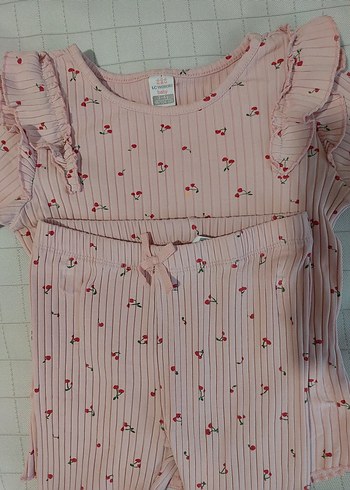 Pembe Baskılı Uzun Kollu Bebek Kız Takımı - Görsel 3