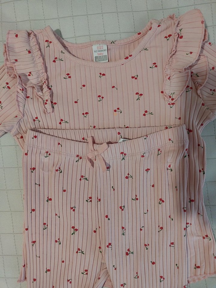 Pembe Baskılı Uzun Kollu Bebek Kız Takımı - Görsel 3