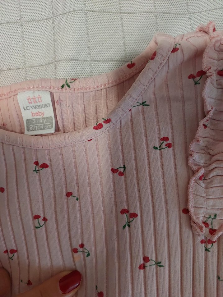 Pembe Baskılı Uzun Kollu Bebek Kız Takımı - Görsel 4